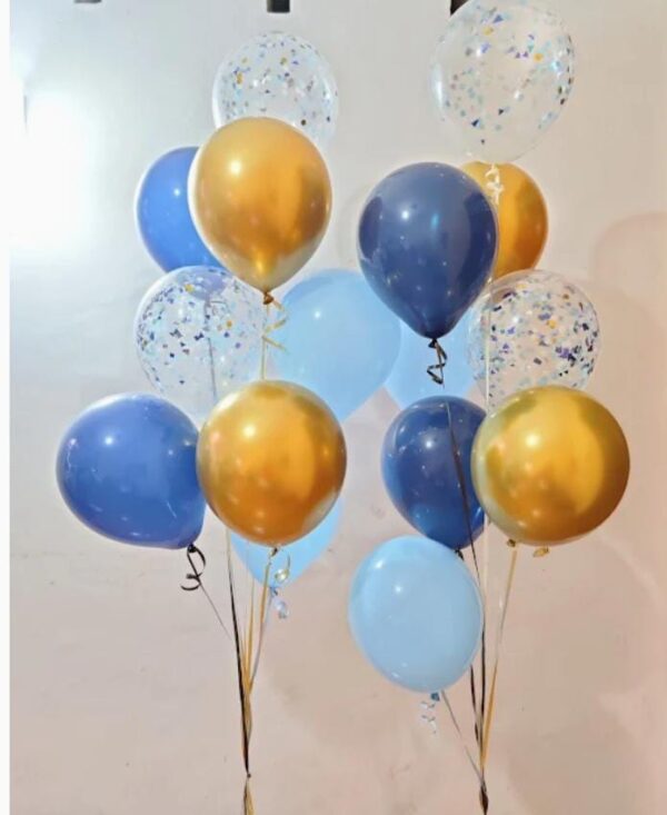 Blue helium bunch with a touch of gold – PARTY DECO COLOMBO